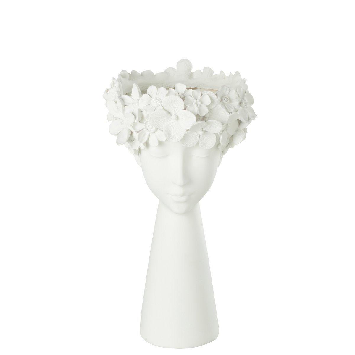 Pot de fleurs J-Line blanc, mise en scène avec plantes