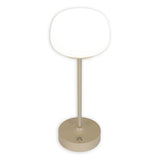 Batterie à LED / lampe de table "Pina" de 30 cm de haut, en métal (beige) et en verre (blanc), LED intégrés, blanc chaud