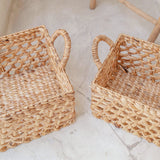 Panier de Rangement Panier d'Étagère Rectangulaire TANGAN Tissé à la Main en Jacinthe d'Eau (2 tailles)