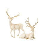 Figurine J-Line Deer Walking en polyrésine beige clair et or, vue de face