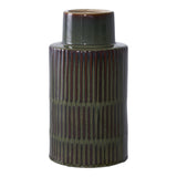 Vase en céramique scandinave vert et marron, vue de face