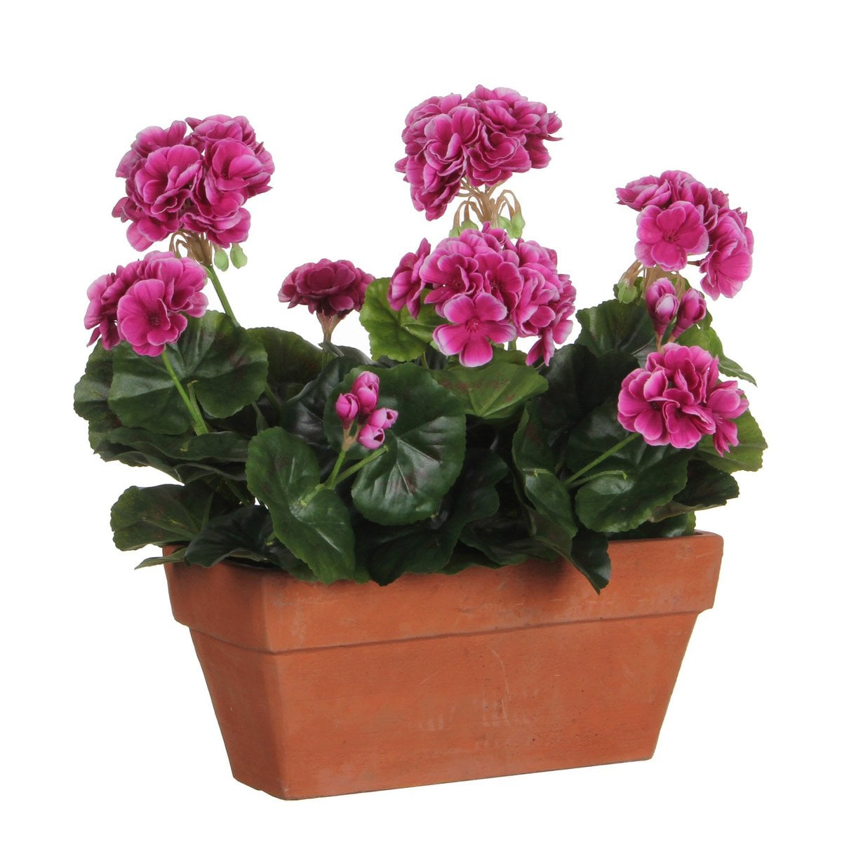 Plante artificielle Géranium Rose avec fleurs en bouton et en fleurs