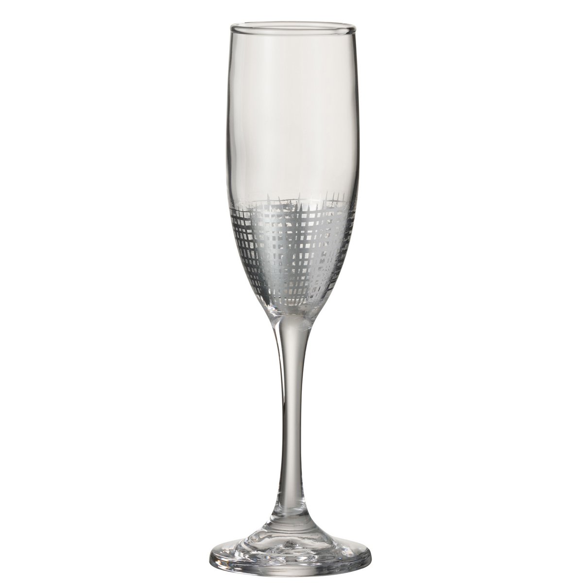 Verre à vin J-Line Grid transparent avec accents argentés, sur fond blanc