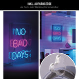 Décoration de la police LED "Pas de mauvais jours" pour l'intérieur de 30 x 18 cm, en bleu et magenta-rouge