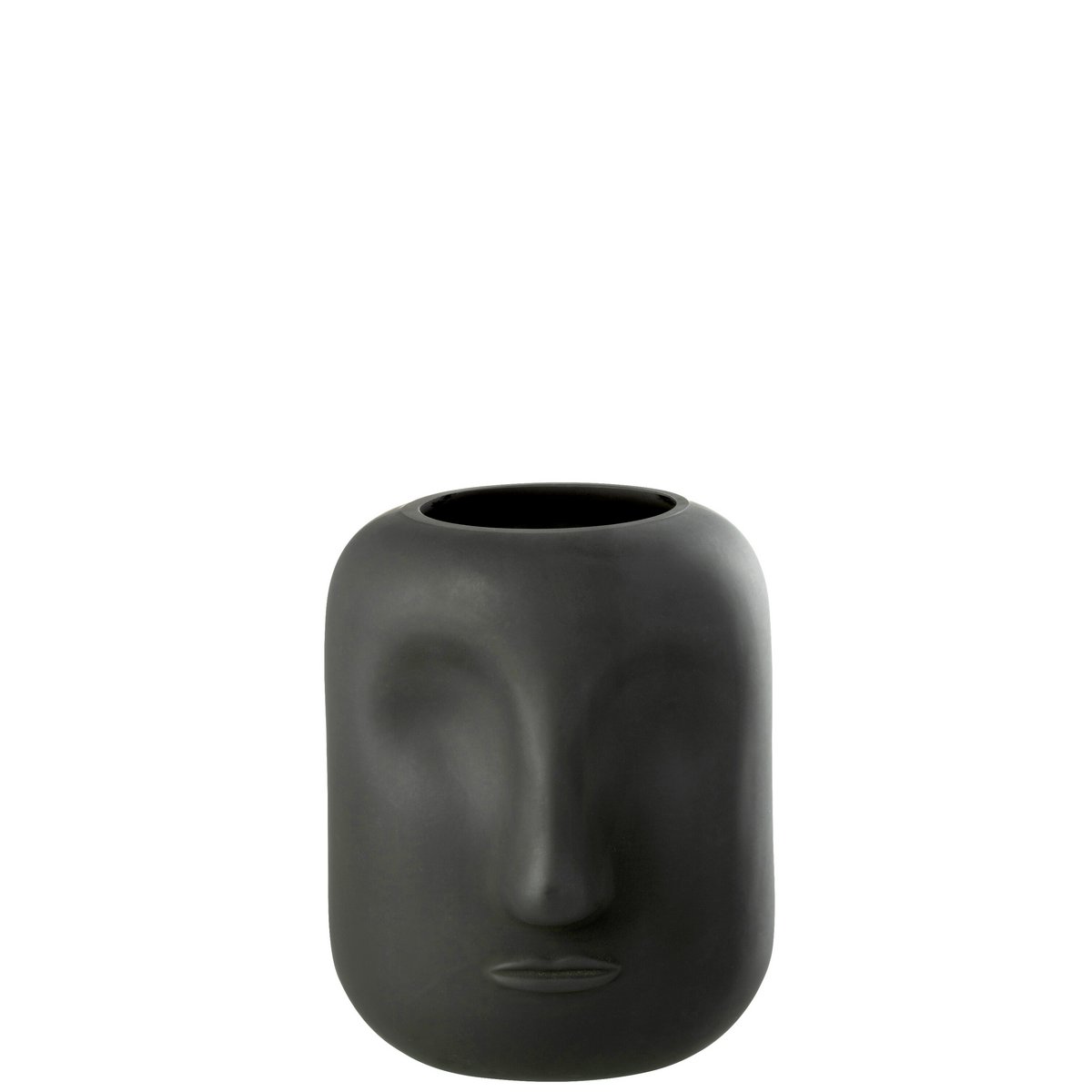 Vase Noe en verre noir de J-Line, élégant et moderne, diamètre 16 cm