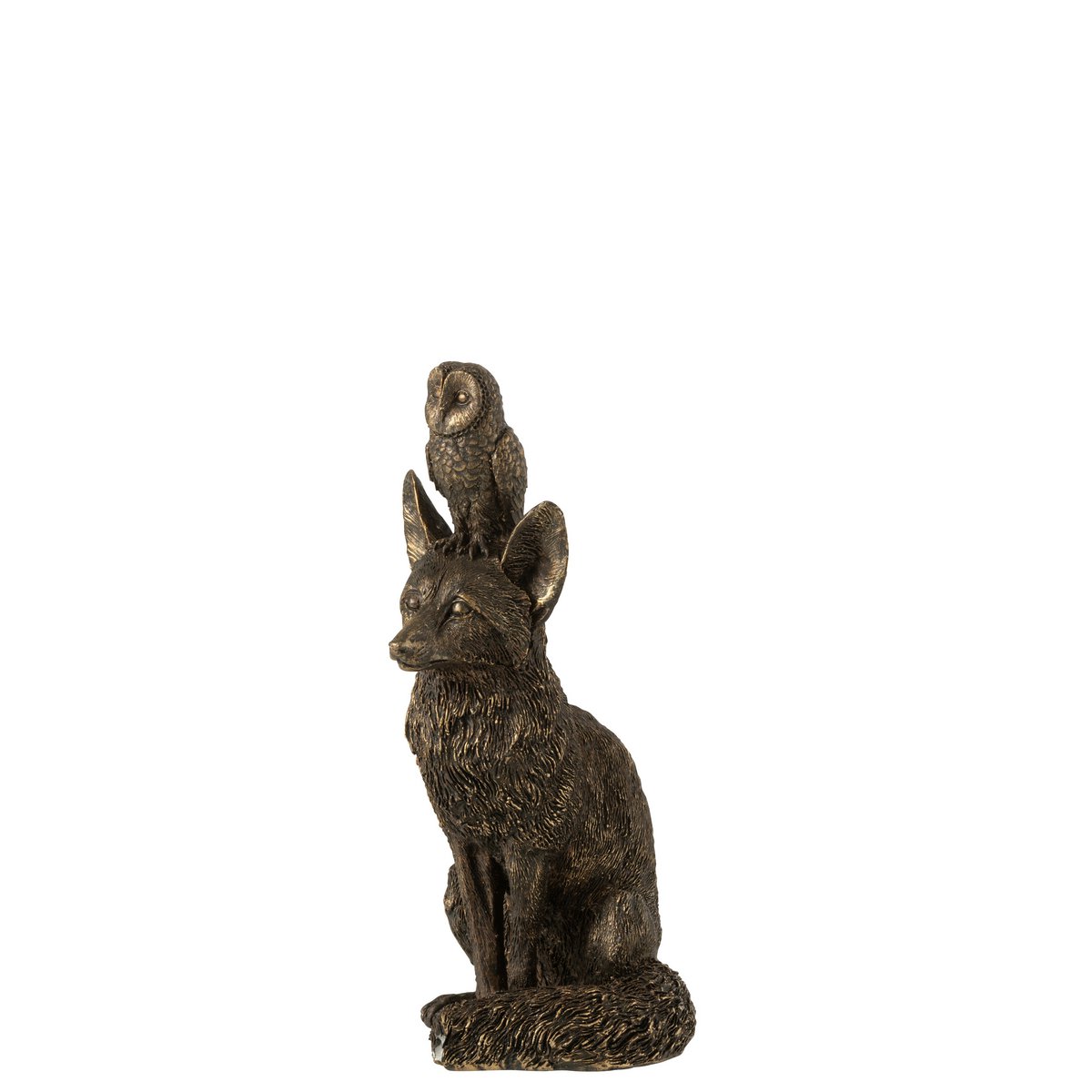 Figurine J-Line Vos + Uil en polyresine, mise en scène décorative