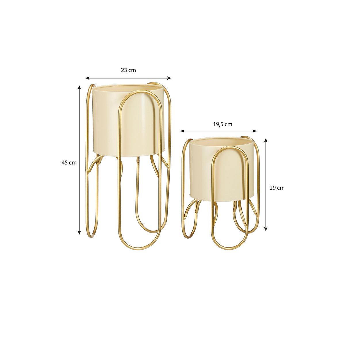 Set de supports pour plantes Danube Jaune clair - vue d'ensemble élégante