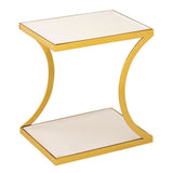 Table d'appoint blanc décoratif angulaire 40 h 45 cm table de lampe de la lampe canapée de la table en métal or
