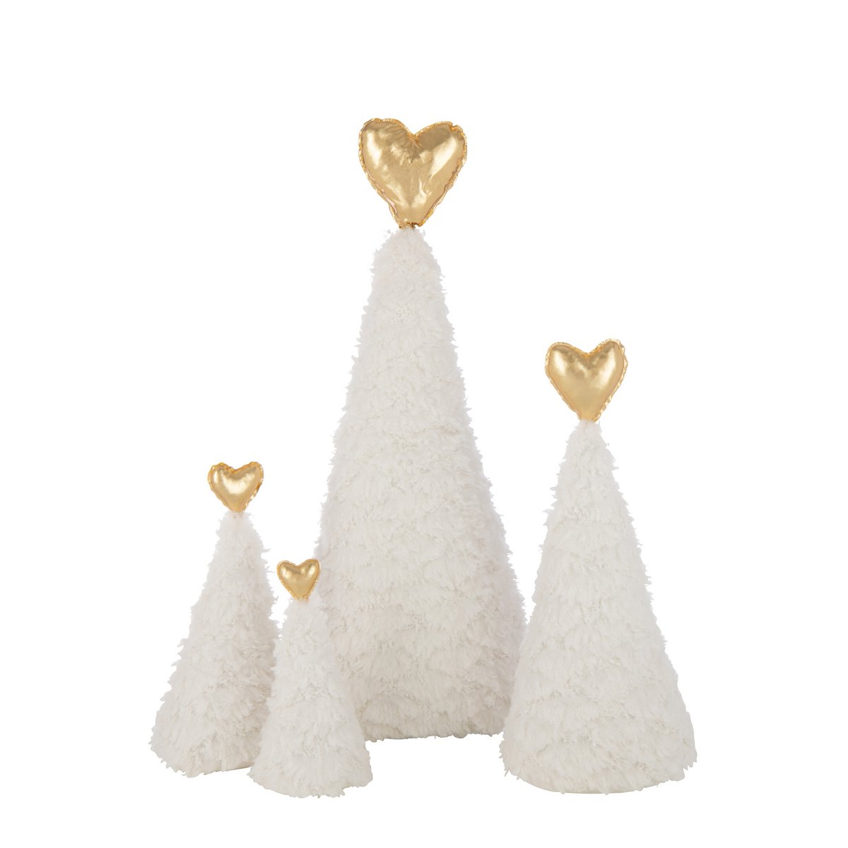 Arbre de Noël Golden Heart en blanc et or, design contemporain