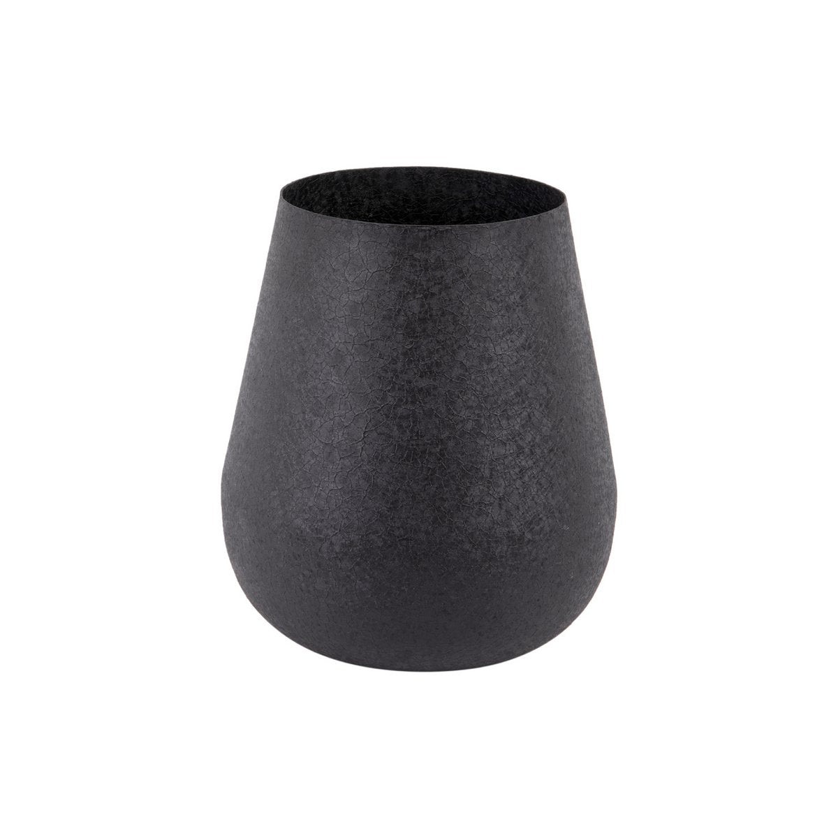 Vase Booz en fer noir avec finition texturée, vue de face