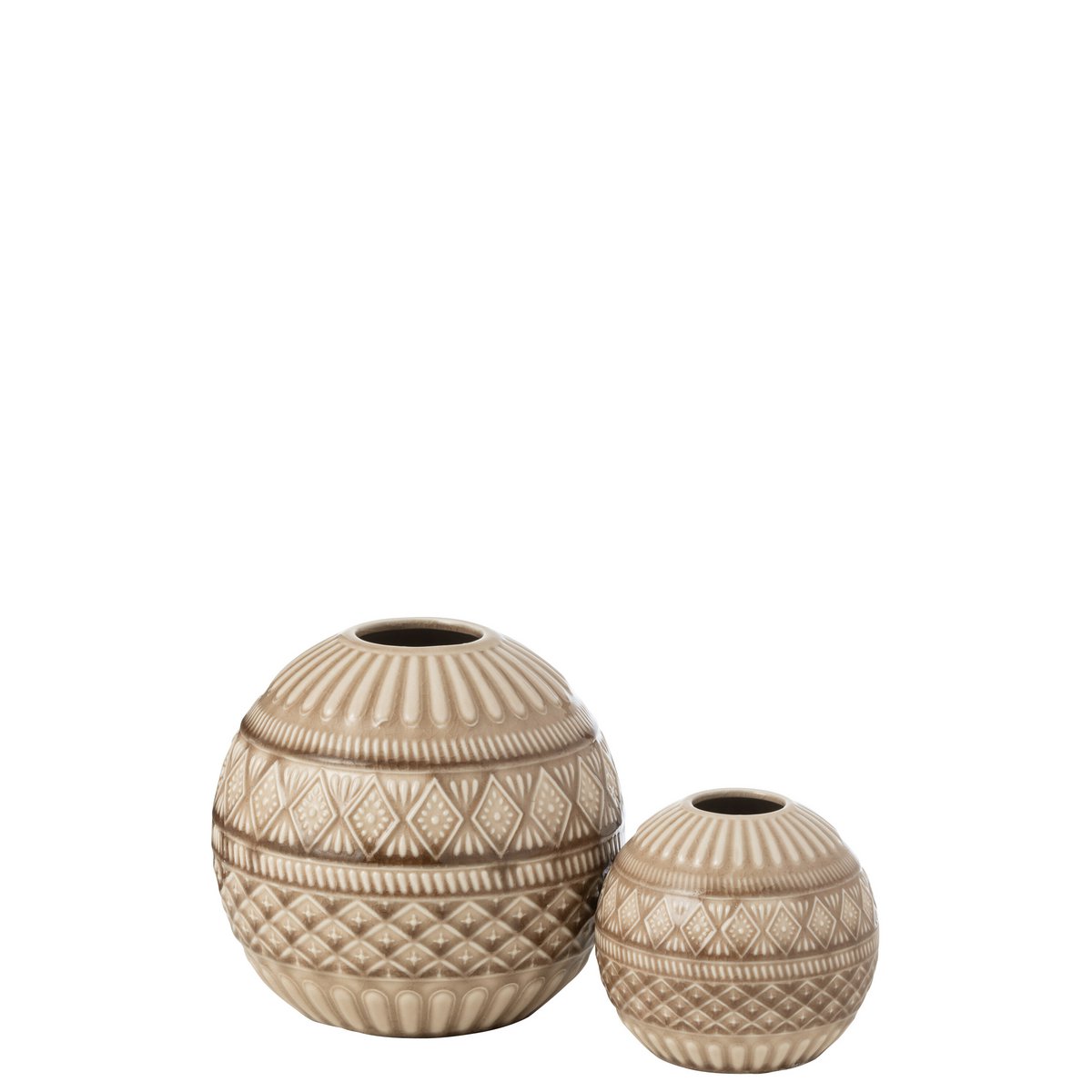 Vase Bol Etnic J-Line en porcelaine beige - vue de face