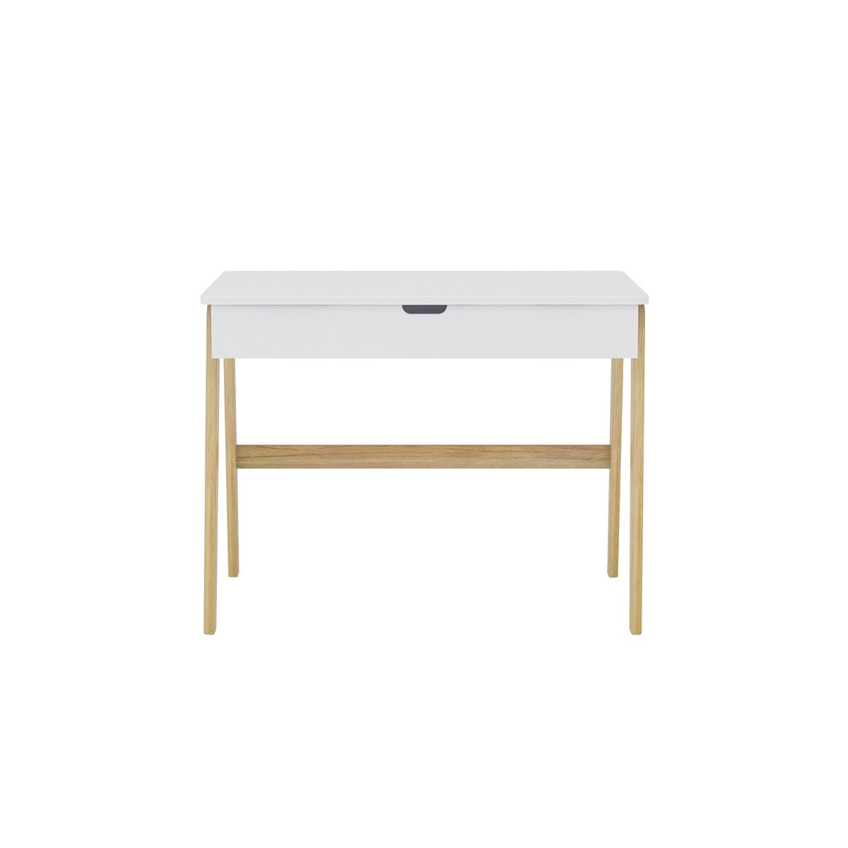 Bureau scandinave blanc et bois avec tiroir intégré