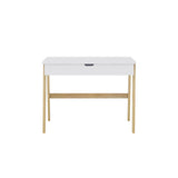 Bureau scandinave blanc et bois avec tiroir intégré