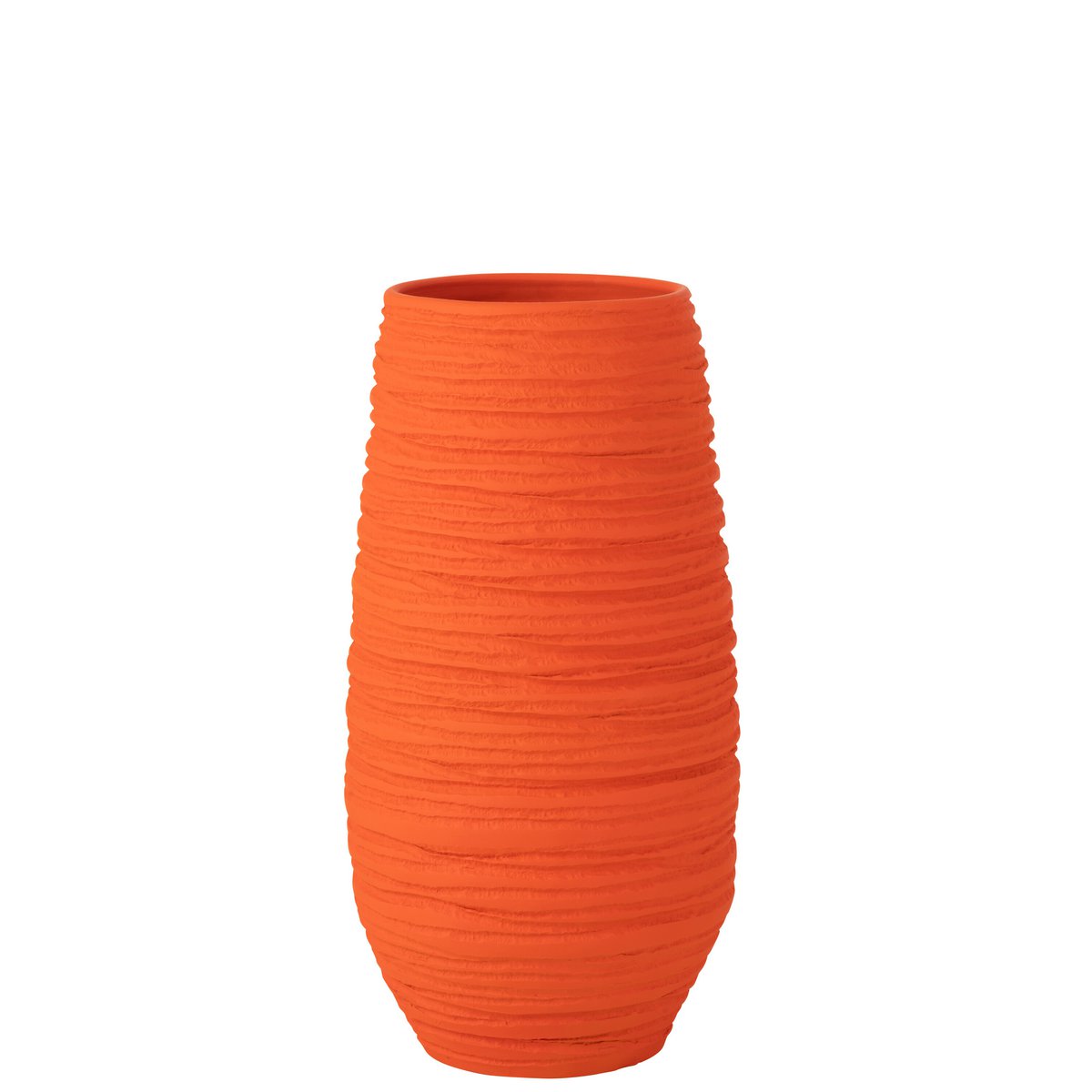 Vase Fiesta XL en céramique orange de J-Line, vue de face