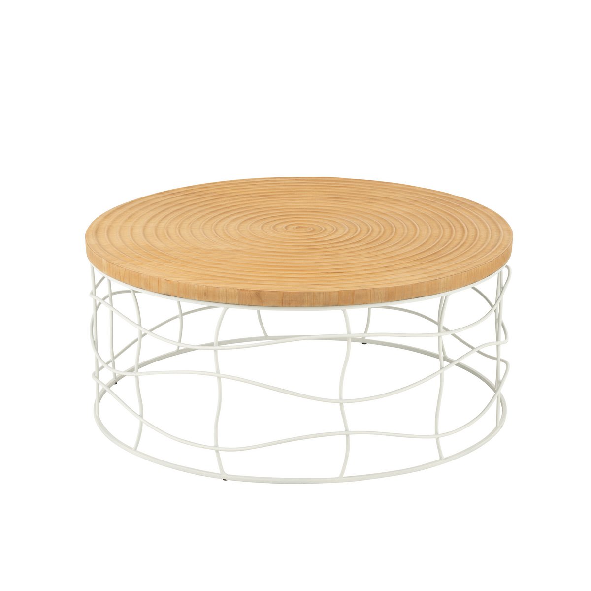 Table basse J-Line en fer et bois naturel, vue de face