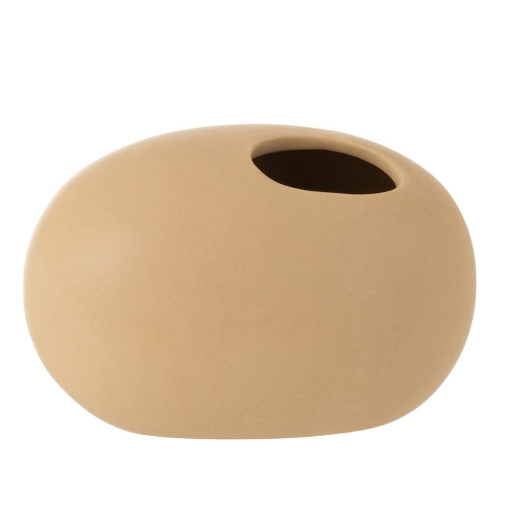 Vase J-Line en céramique beige, vue de face avec détails élégants