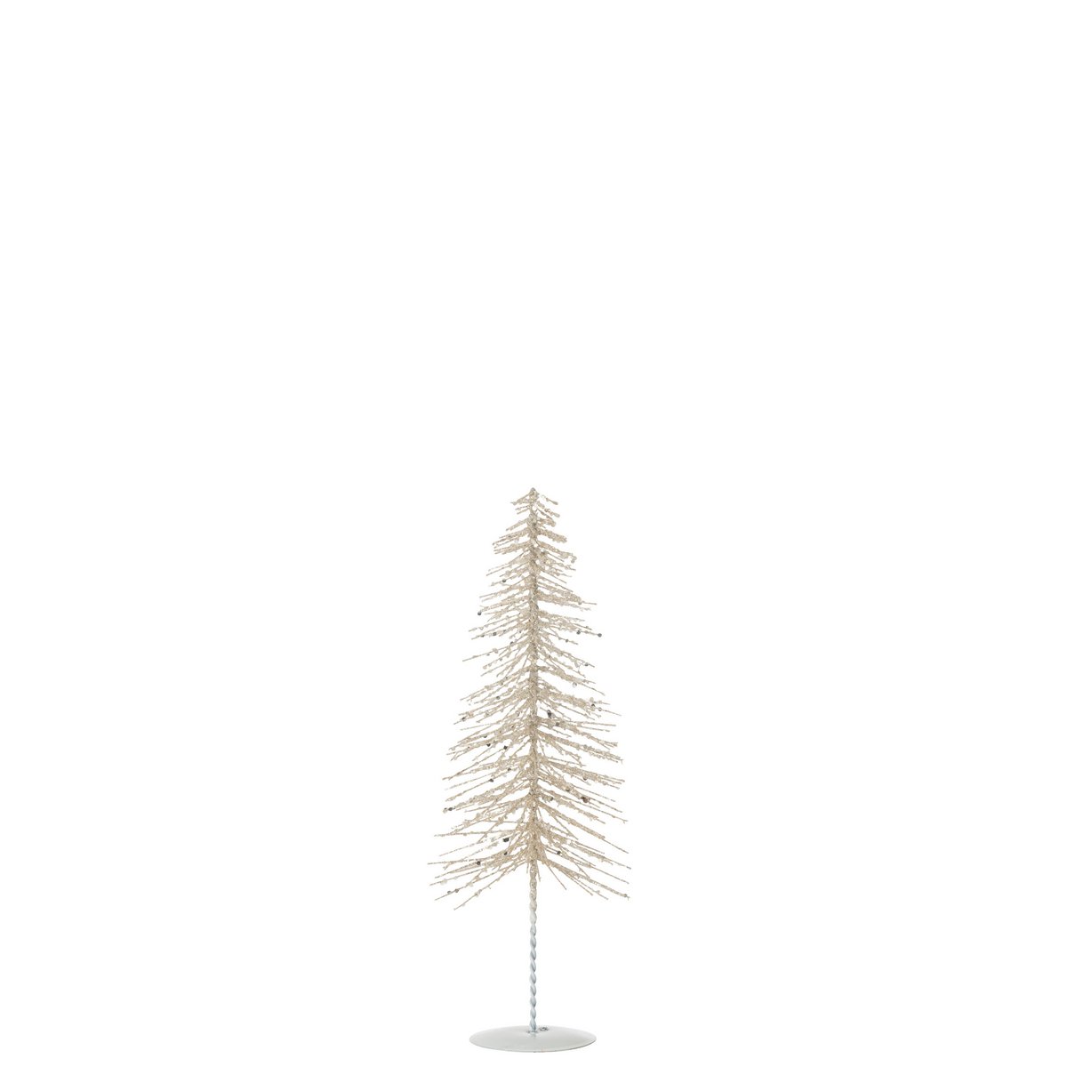 Tableau de Noël J-Line en métal et plastique blanc argenté, vue de face.