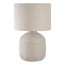 Lampe de table Bilby en céramique beige et marron sur fond blanc