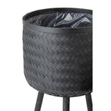 Pot de fleurs J-Line en bambou et jute, noir, détail du matériau
