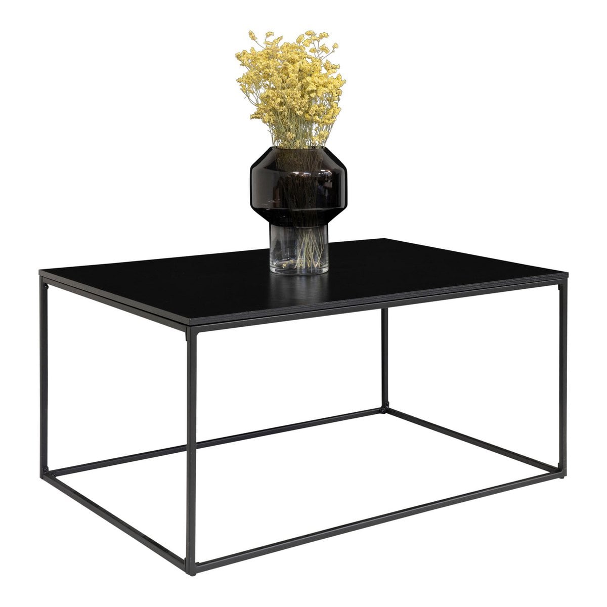Table basse Vita en acier noir avec plateau spacieux
