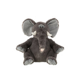 Vue de face de la peluche éléphant gris J-Line, élégante et douce