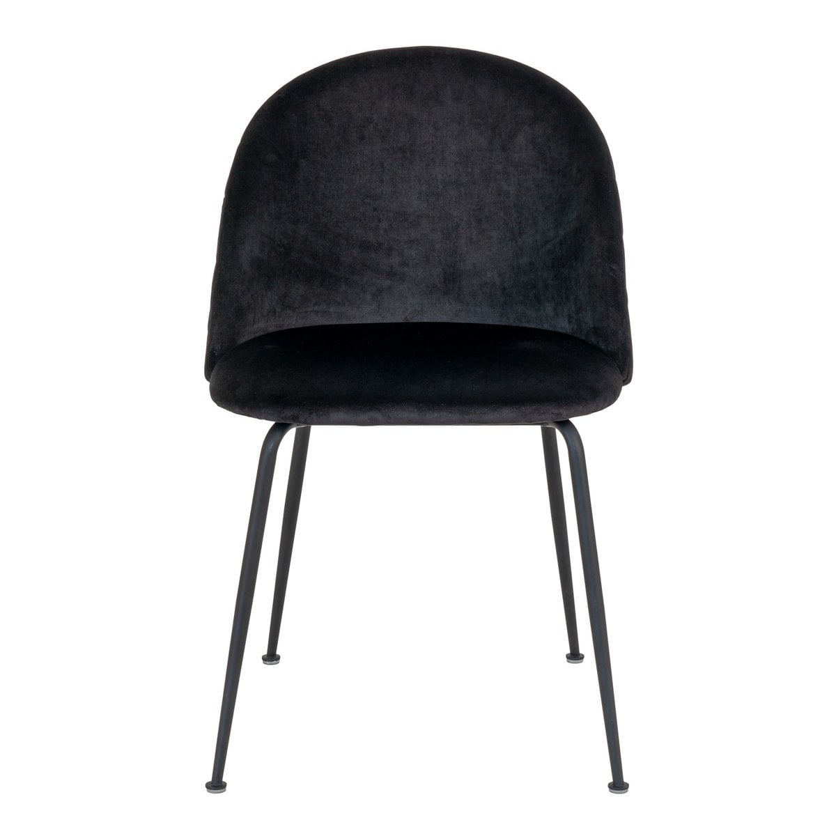 Chaise Geneve en velours noir, détail du revêtement et des pieds