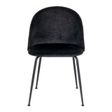 Chaise Geneve en velours noir, détail du revêtement et des pieds