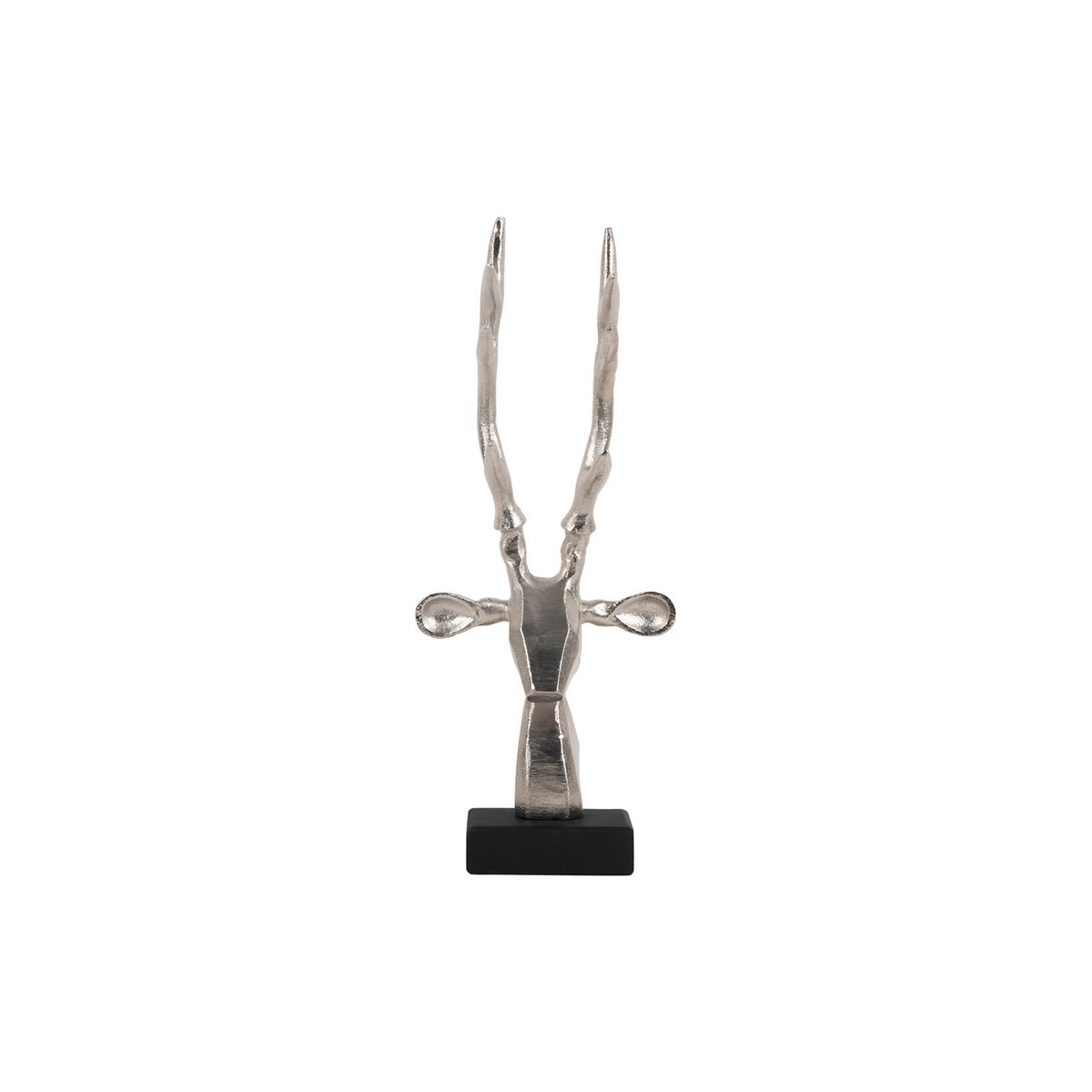 Statue tête de renne en aluminium, détail des bois multifonctionnels