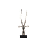 Statue tête de renne en aluminium, détail des bois multifonctionnels