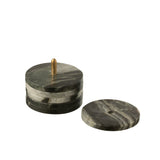 Dessous de verre ronds J-Line effet marbre - pierre - noir/gris - lot de 6