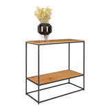 Table console Vita en aspect chêne et noir, vue de face