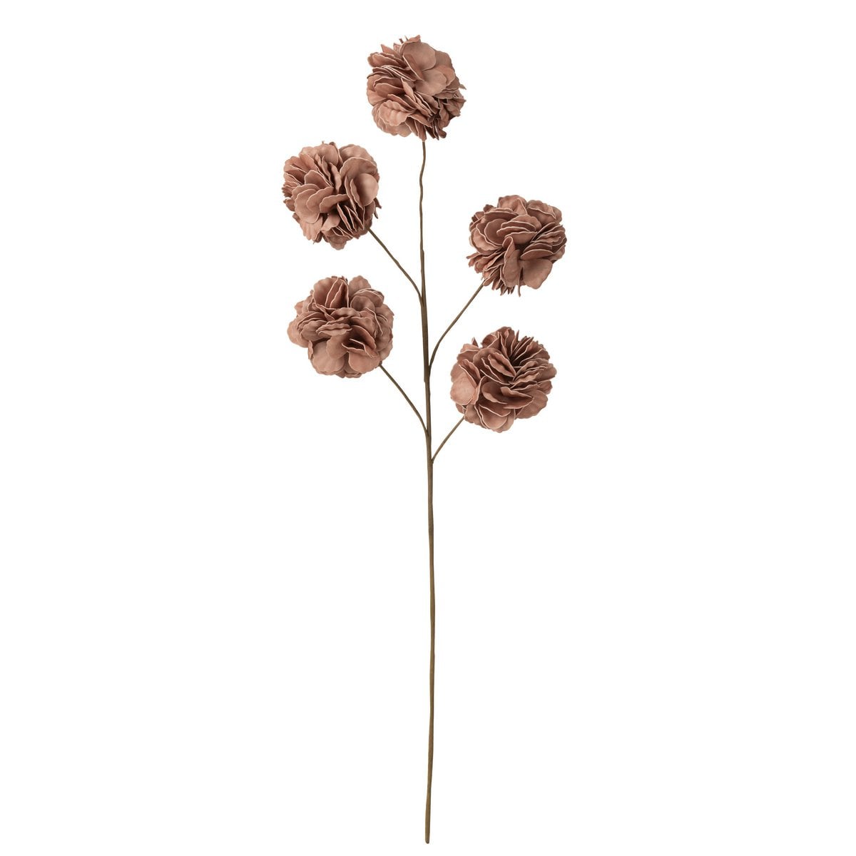 Branche fleurie J-Line Eva Nude avec pompons roses, décoration élégante.