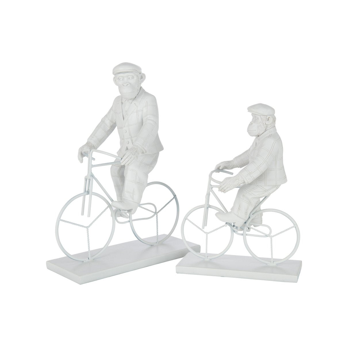 Figurine vélo en polyresine blanche, vue de face