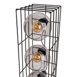 Lampe de lampe en verre "Cesta" lampadaire en fil de métal noir et verre teinté, avec douille E27, 95 cm de haut, pour salle à manger, salon, couloir ou bureau,