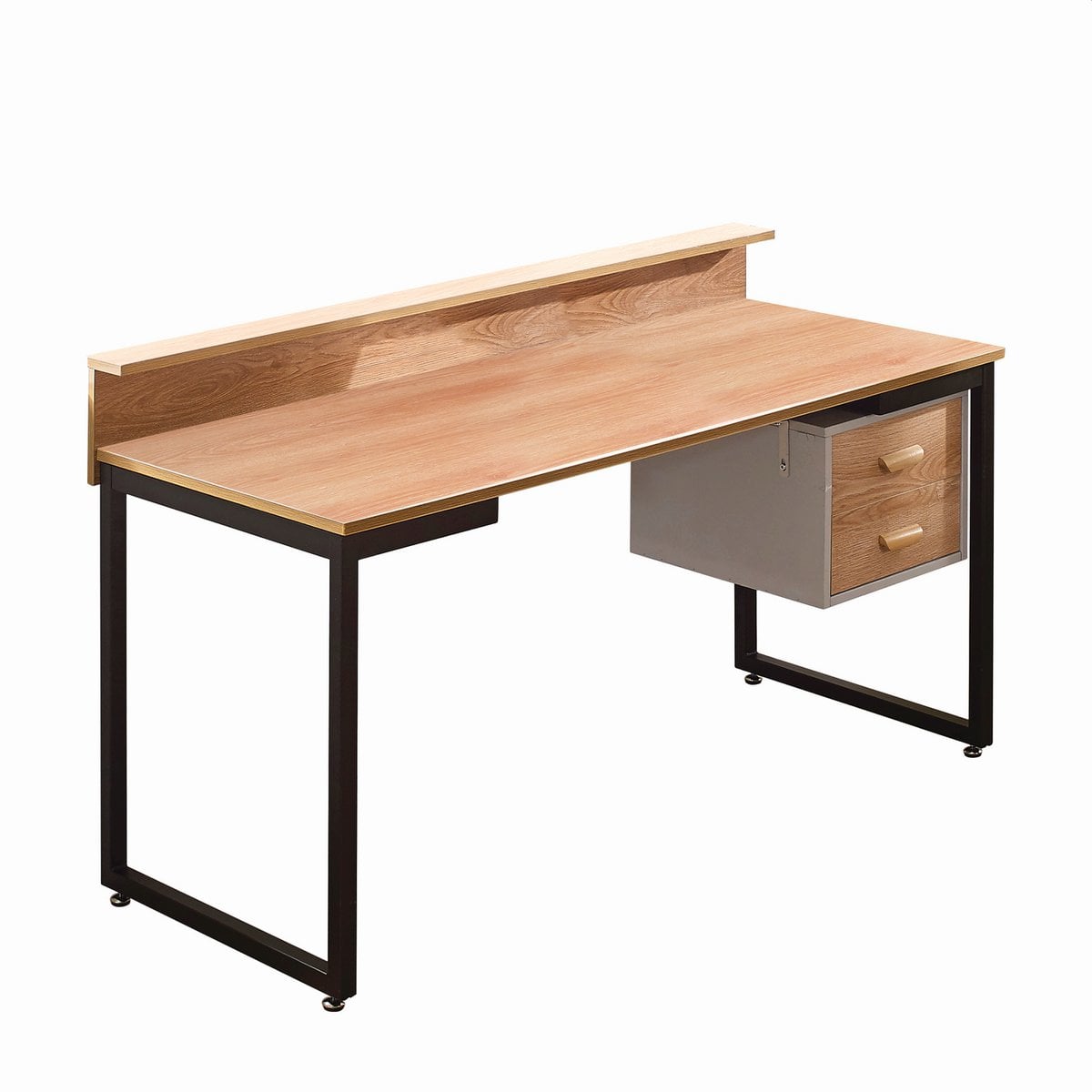 Bureau design 140x60 cm en bois et métal avec tiroirs
