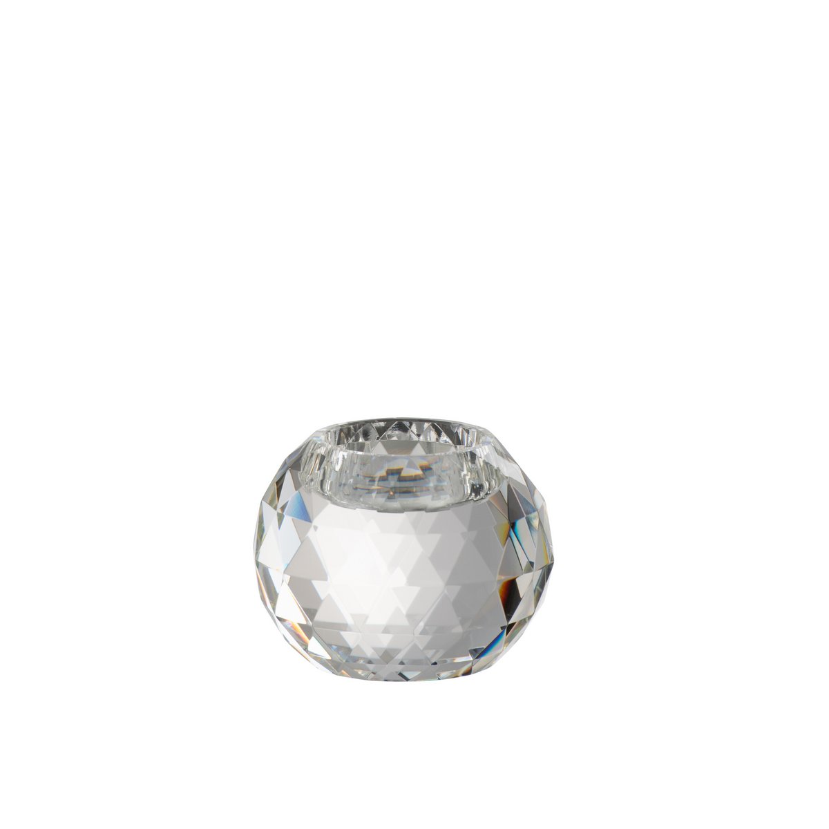 Photophore Boule Cristal Transparent - vue de face avec lumière