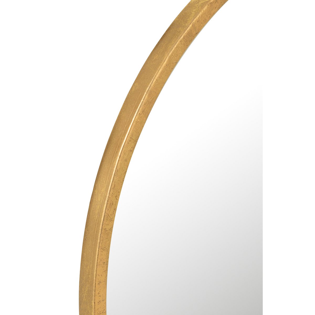 Vue latérale du miroir Mona Round J-Line avec cadre en métal doré