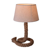 Lampe de table avec "corde" de soufflerie de texte, lampe de table en métal, plastique, jute et textile en blanc, avec version E14, pour le salon, couloir ou bureau, 40 cm de haut