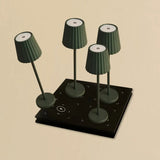 Lot de 4 lampes de table rechargeables vert olive avec station de recharge