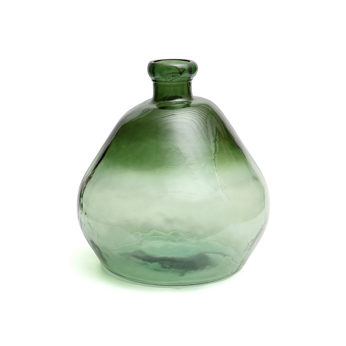 Vase Bolai en verre vert, silhouette élégante et sculpturale