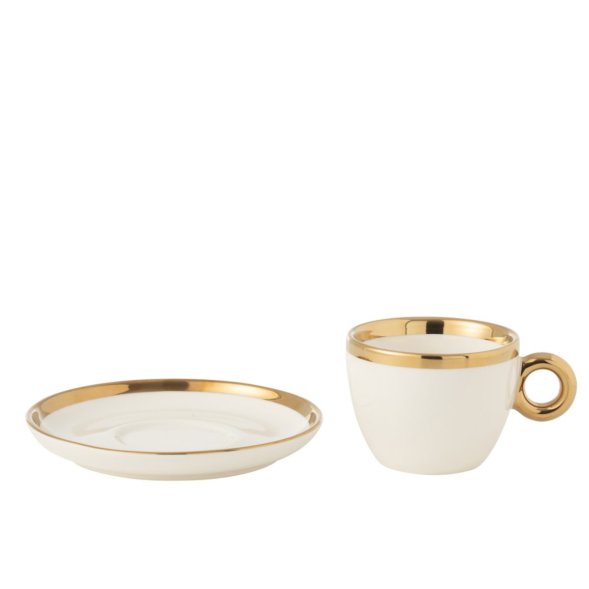 Détail des tasses J-Line en céramique, finition brillante et design classique