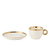 Détail des tasses J-Line en céramique, finition brillante et design classique