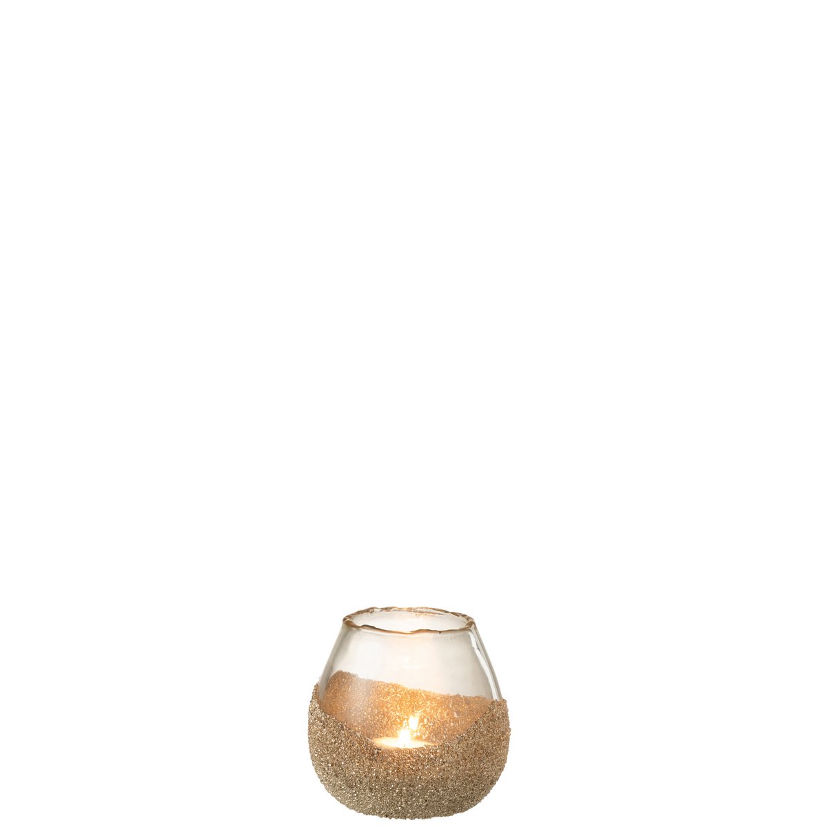 Bougeoir J-Line en verre doré, détail des demi-perles