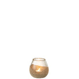 Bougeoir J-Line en verre doré, détail des demi-perles
