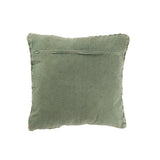 Détail du coussin J-Line en coton lavé vert avec tresse