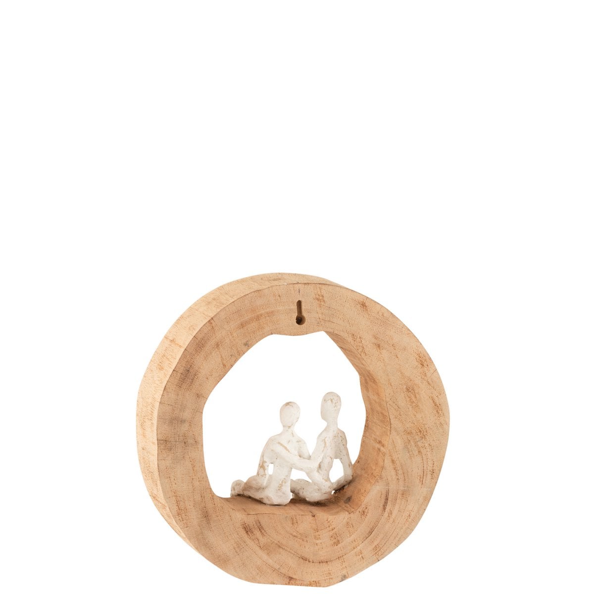 Figurine Couple Assis J-Line en bois de manguier et aluminium, vue de face