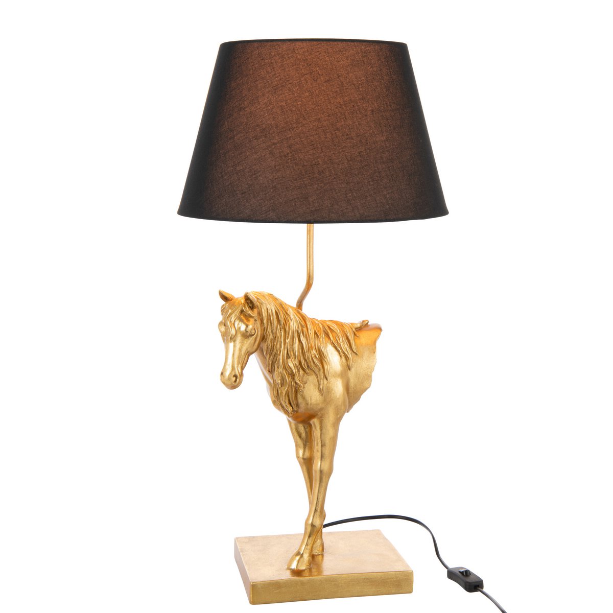 Lampe de table J-Line Devant de cheval en polyrésine or et noir, vue de face