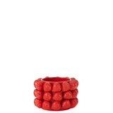 Vue latérale du pot de fleurs J-Line, céramique rouge élégante