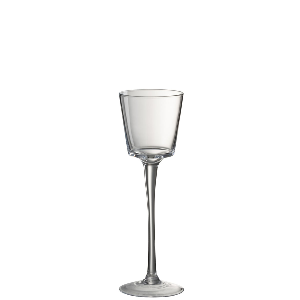 Bougeoir J-Line conique en verre transparent sur pied, élégant et moderne
