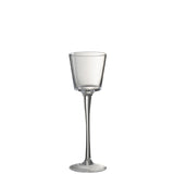 Bougeoir J-Line conique en verre transparent sur pied, élégant et moderne